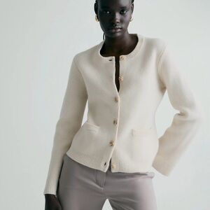 Quince Cashmere Structured Cardigan  Sweater in Ivory Size Large 014